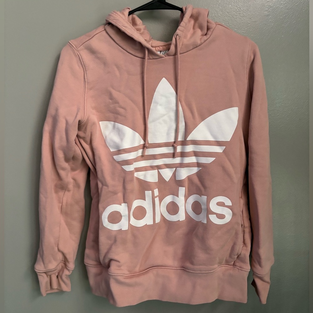XS Pink Adidas hoodie tiny paint stains.